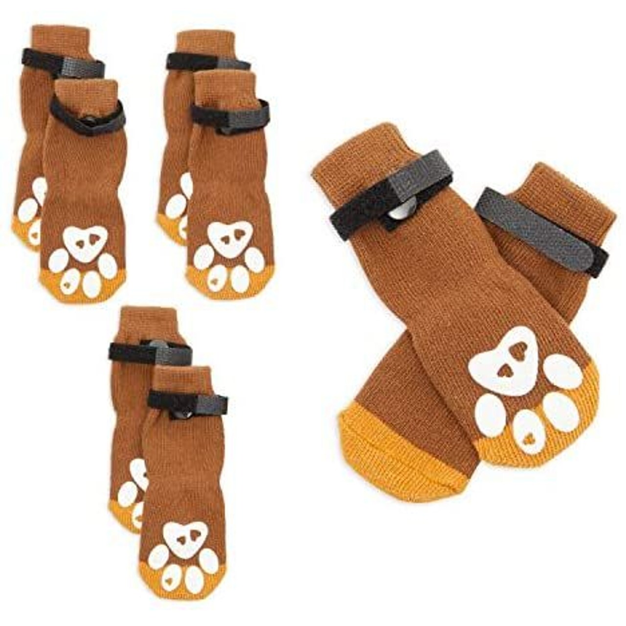 4 Pairs Slip Resistant Dog Socks, Warm Paw Protectors for Dogs, Grippy Doggie Booties for Slippery Hardwood, Linoleum, Tile, Laminate, Marble, and Polished and Waxed Floors (8 Pieces, Small)